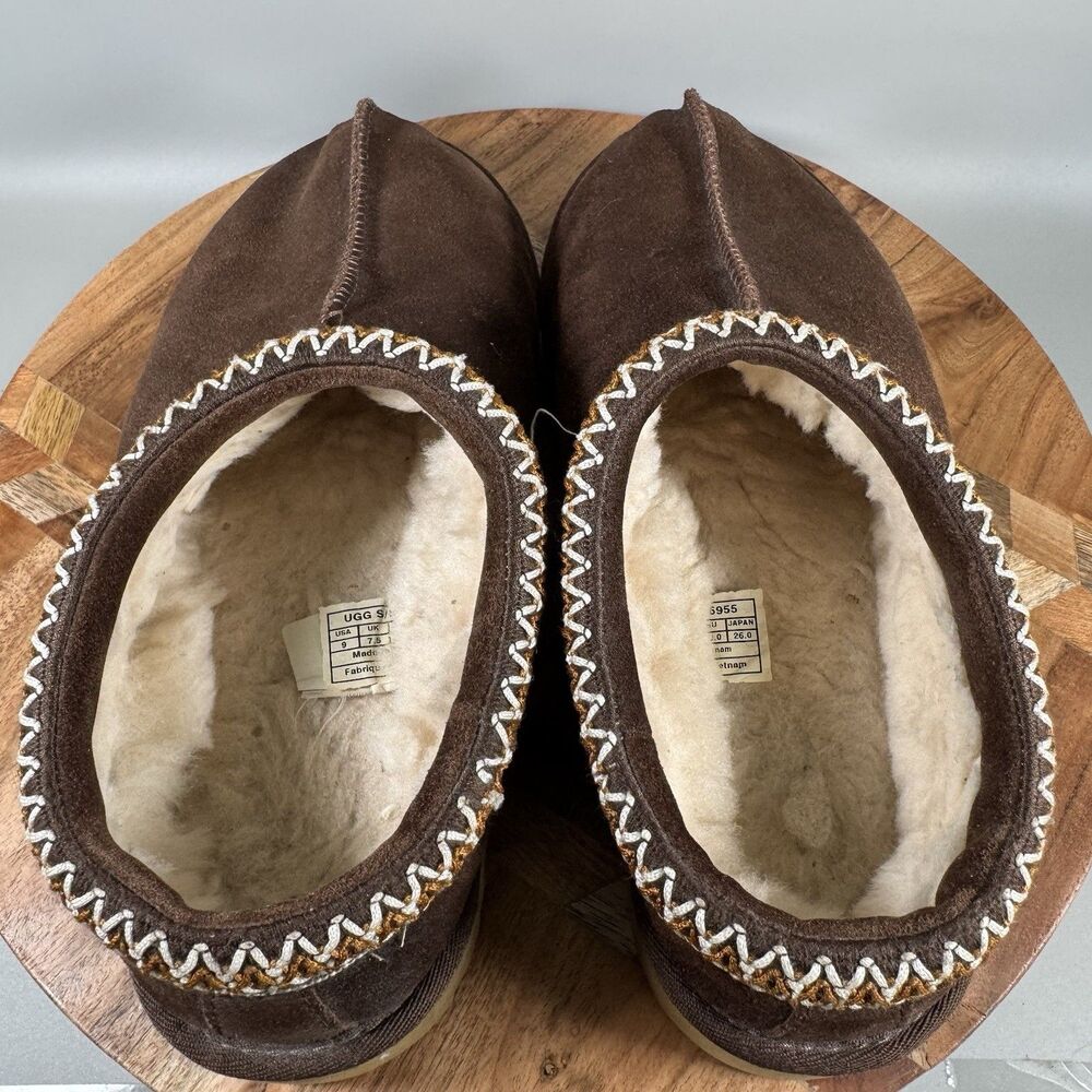 UGG Tasman Clogs Womens 9 Brown Suede Shearling Slippers Comfort Shoes - Picture 5 of 7